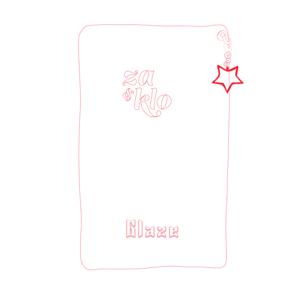 Dessin d’un sac de café illustrant Glaze, un café « honey » co-fermenté de Colombie produit par Sebastian Ramirez, avec un porte-clés en forme d’étoile attaché au sac. Le sac met en avant des notes fruitées de yogourt à la fraise, airelles rouges et tilleul, avec une typographie visible affichant le nom « Glaze ». La fermentation anaérobie de 120 heures levure vin rouge, fraises déshydratées, fruits rouges créent une texture rappelant un miel d’automne. Idéal en espresso ou pourover.