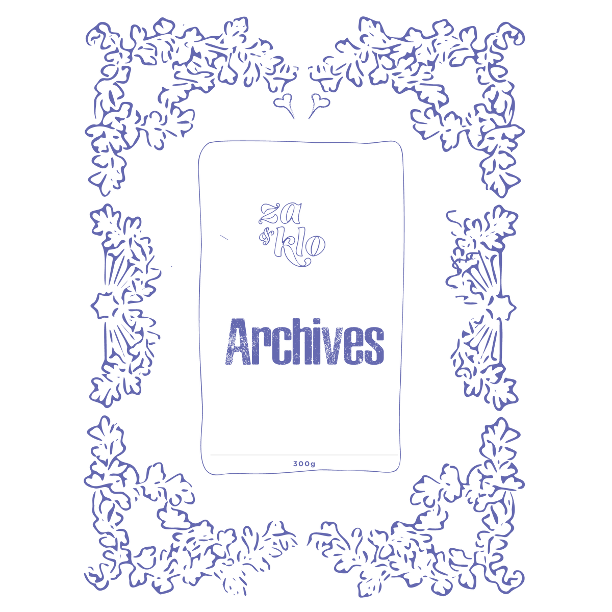 Drawing of bag with Archive written on it for Za and Klo torrefactrices archive coffee page