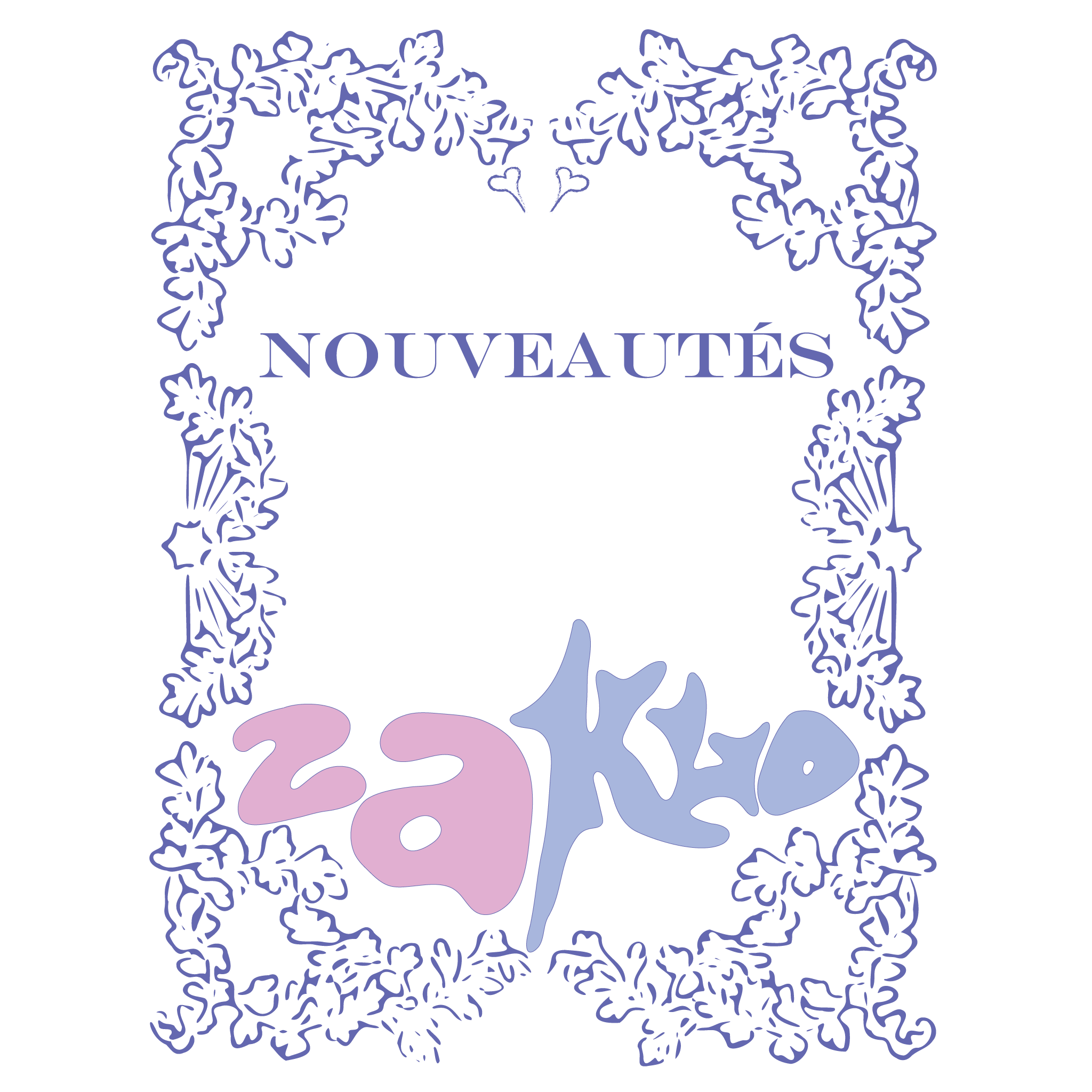 Image Illustration with Black startfish, Nouveautes/New Releases written in black ink, Link to page listing of New releases/ Nouveautes sold by Za and Klo / Za & Klo Torrefactrices/Roasters/Microroaster