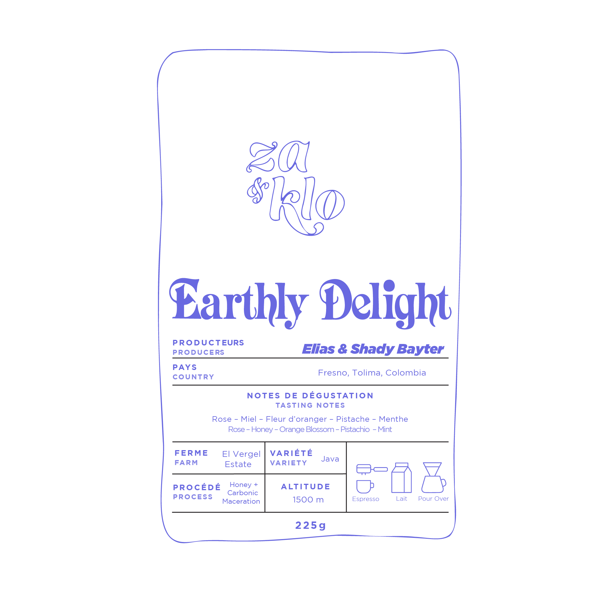 Image Illustration of coffee bags sold by Za and Klo / Za & Klo Torrefactrices/Roasters/Microroaster. Earthly delight is a release that refers to turkish delight and the garden of earthly delights by Hieronymus Bosch, the Dutch painter