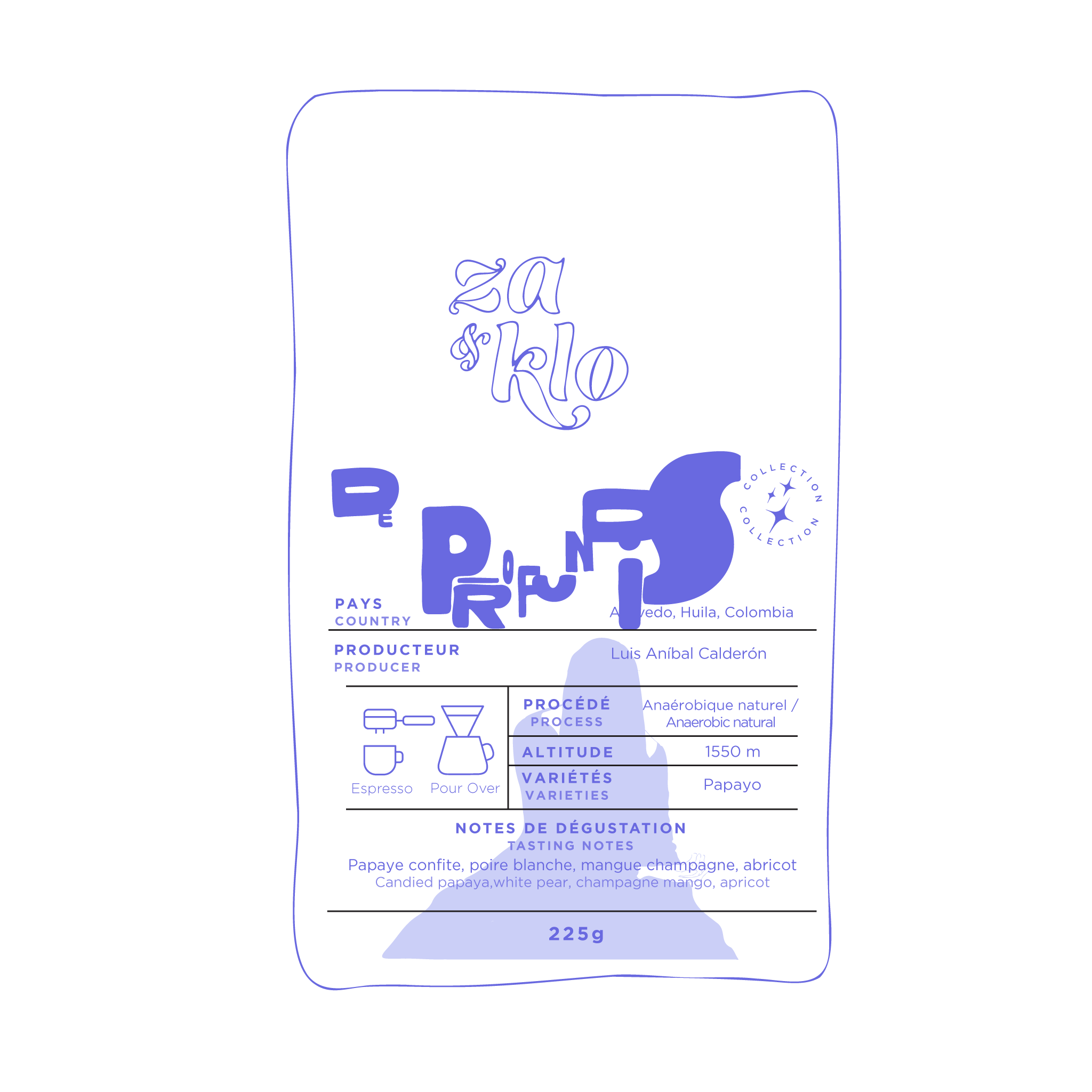 Image  of drawing of Za and Klo torrefactrice's coffee bag. Limited edition release titled "De Profundis", release inspired by suspiria, for Halloween 2025.