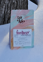 Image of Za and Klo Roasters coffee bag for 2025 release titled fantasy, produced by Cristiana Rivera Benitez!
