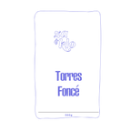 Dessin d’un sac de café illustrant une torréfaction plus foncée du café du Guatemala produit par Juan Jose Torres. Le sac met en avant des notes de cacao, guimauve grillée et noix de macadam, avec une typographie visible affichant le nom « Torres Foncé » sur le sac. Cette version, plus foncée, reste délicate et mielleuse, idéale pour les boissons à base de lait comme le latte ou le cortado. Torréfié par Za et Klo